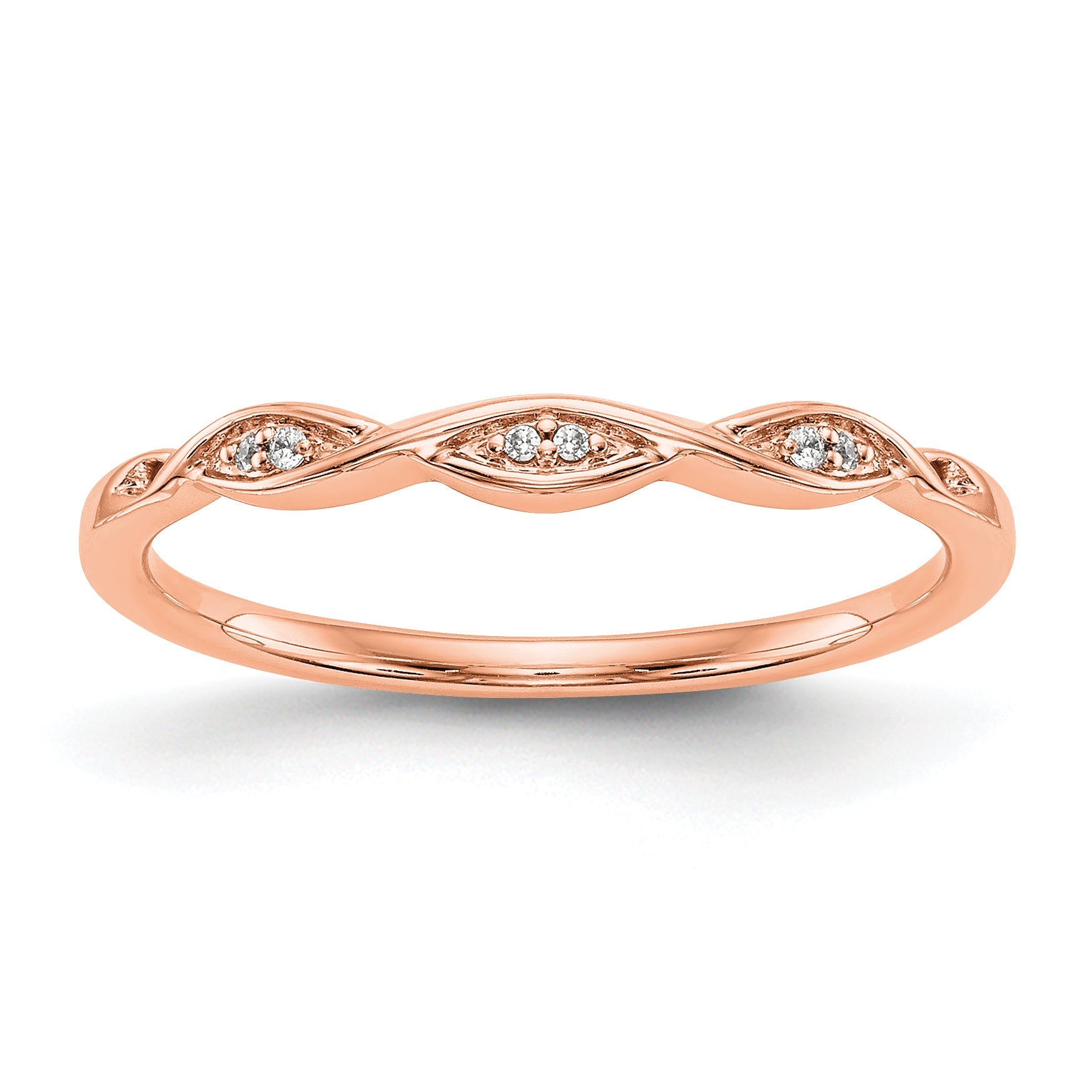14K Rose Gold .02 Carat Diamond Complete Wedding Band
