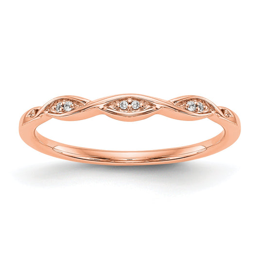 14K Rose Gold .02 Carat Diamond Complete Wedding Band