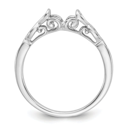 14K White Gold Peg Set Simulated Diamond Engagement Ring