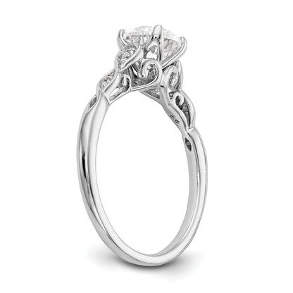 14K White Gold Peg Set Simulated Diamond Engagement Ring