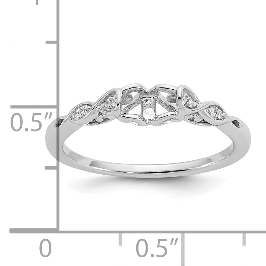14K White Gold Peg Set Simulated Diamond Engagement Ring