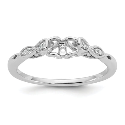 14K White Gold Peg Set Simulated Diamond Engagement Ring
