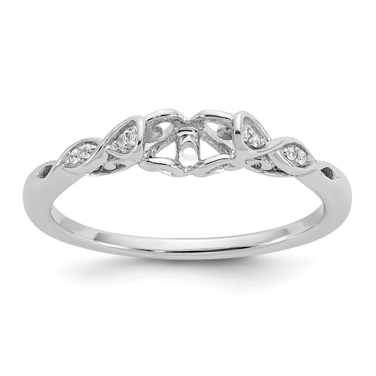 14K White Gold Peg Set Simulated Diamond Engagement Ring