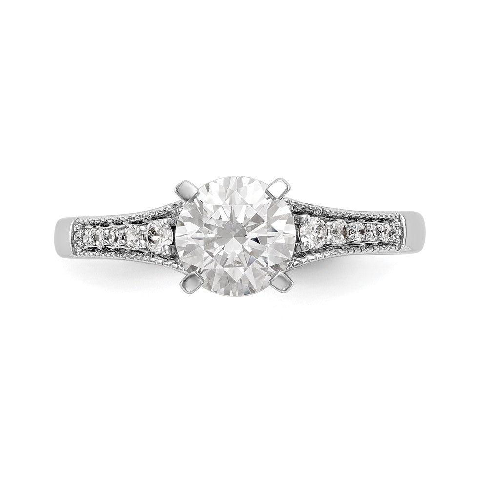 14K White Gold Peg Set 1/10 Carat Diamond Semi Mount Engagement Ring