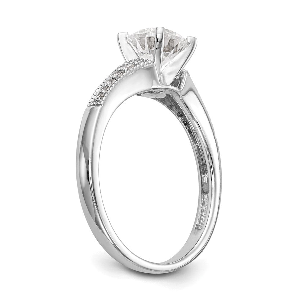 14K White Gold Peg Set 1/10 Carat Diamond Semi Mount Engagement Ring