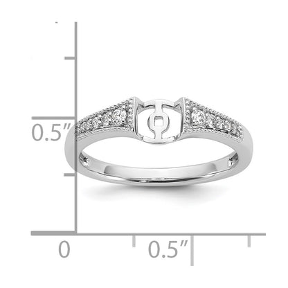 14K White Gold Peg Set 1/10 Carat Diamond Semi Mount Engagement Ring