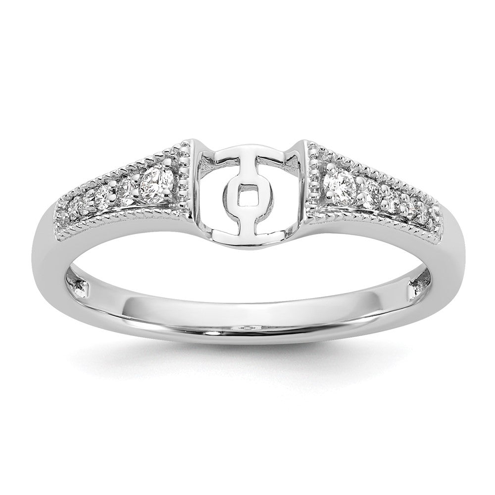 14K White Gold Peg Set 1/10 Carat Diamond Semi Mount Engagement Ring
