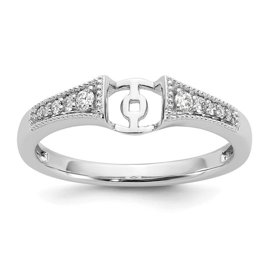 14K White Gold Peg Set 1/10 Carat Diamond Semi Mount Engagement Ring