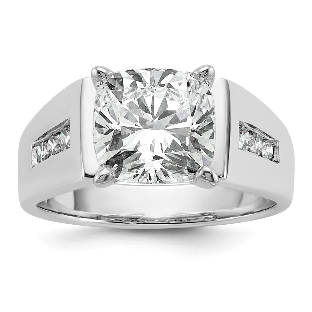 0.22ct. CZ Solid Real 14K White Gold Peg Set Engagement Ring