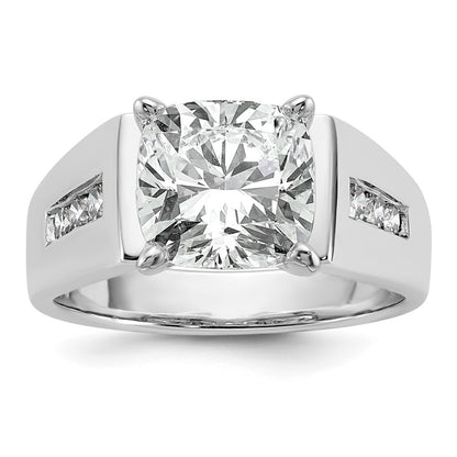 0.22ct. CZ Solid Real 14K White Gold Peg Set Engagement Ring