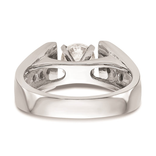 0.22ct. CZ Solid Real 14K White Gold Peg Set Engagement Ring