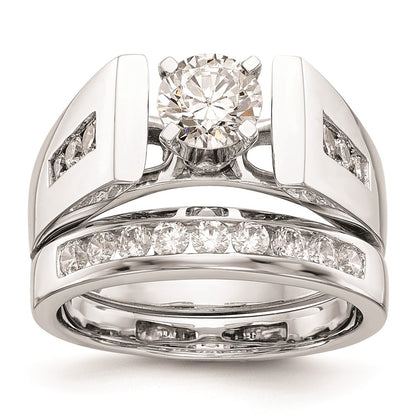 0.22ct. CZ Solid Real 14K White Gold Peg Set Engagement Ring