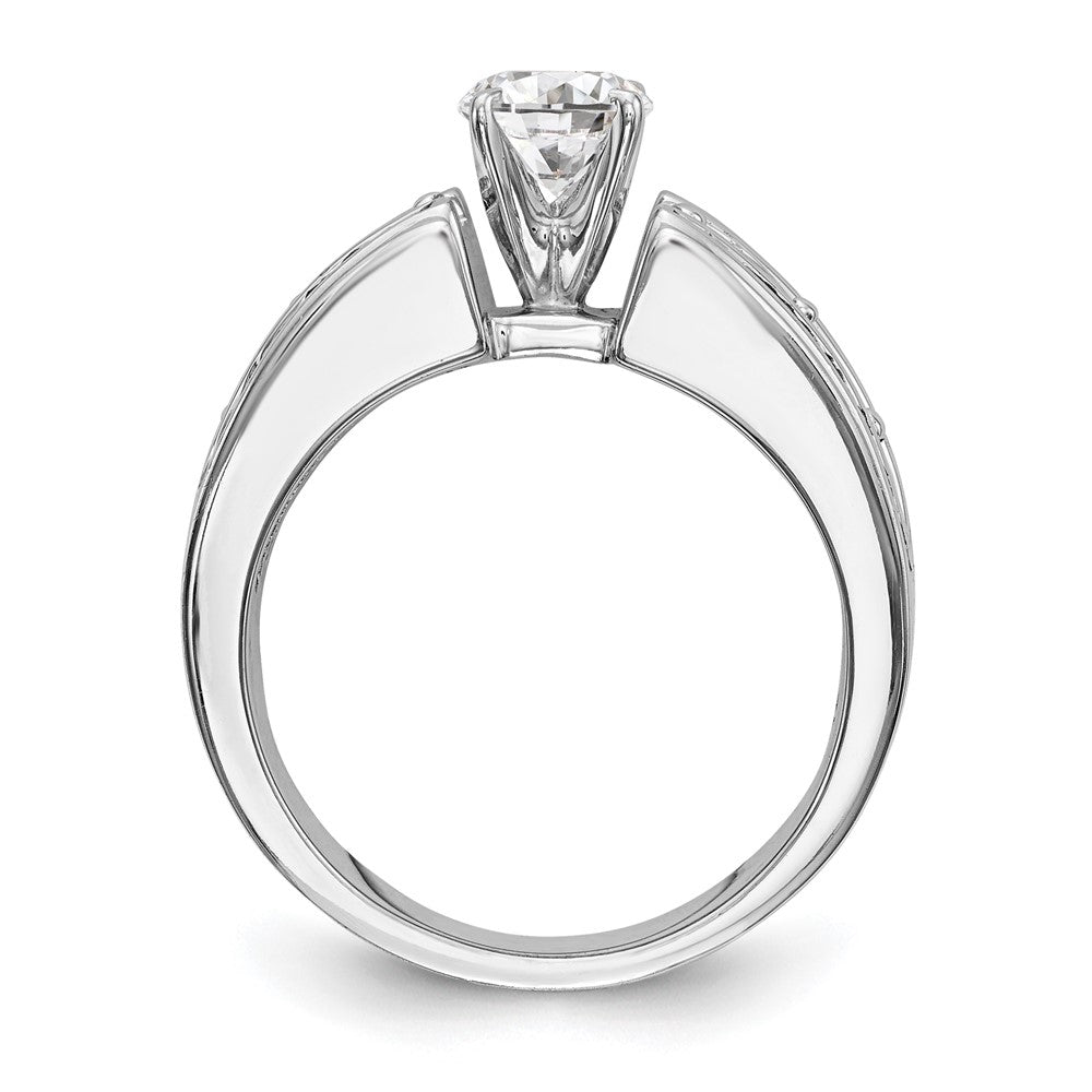 1.30ct. CZ Solid Real 14K White Gold Peg Set Engagement Ring