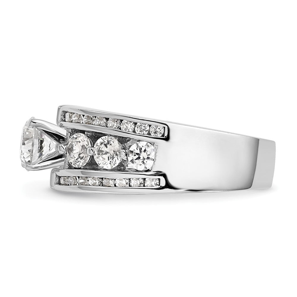 1.30ct. CZ Solid Real 14K White Gold Peg Set Engagement Ring