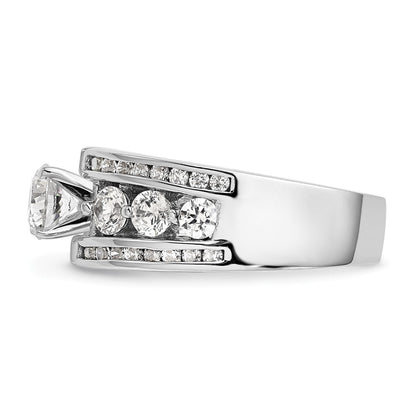 1.30ct. CZ Solid Real 14K White Gold Peg Set Engagement Ring