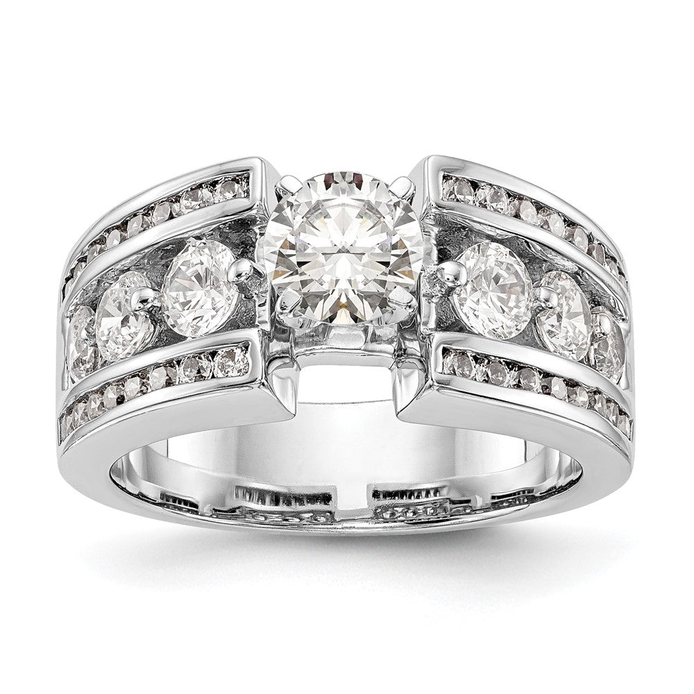 1.30ct. CZ Solid Real 14K White Gold Peg Set Engagement Ring