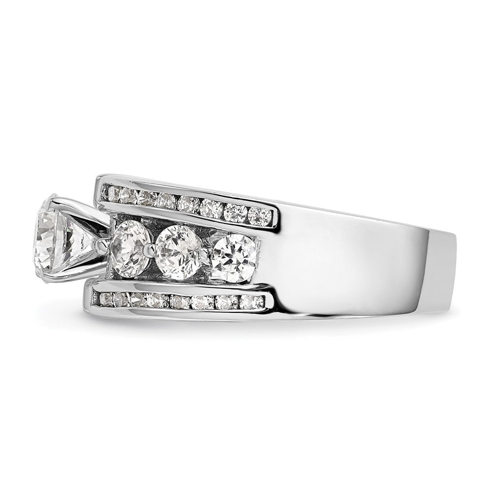 1.30ct. CZ Solid Real 14K White Gold Peg Set Engagement Ring