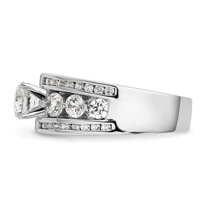 1.30ct. CZ Solid Real 14K White Gold Peg Set Engagement Ring