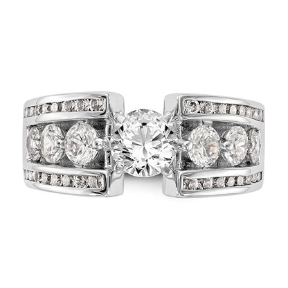 1.30ct. CZ Solid Real 14K White Gold Peg Set Engagement Ring