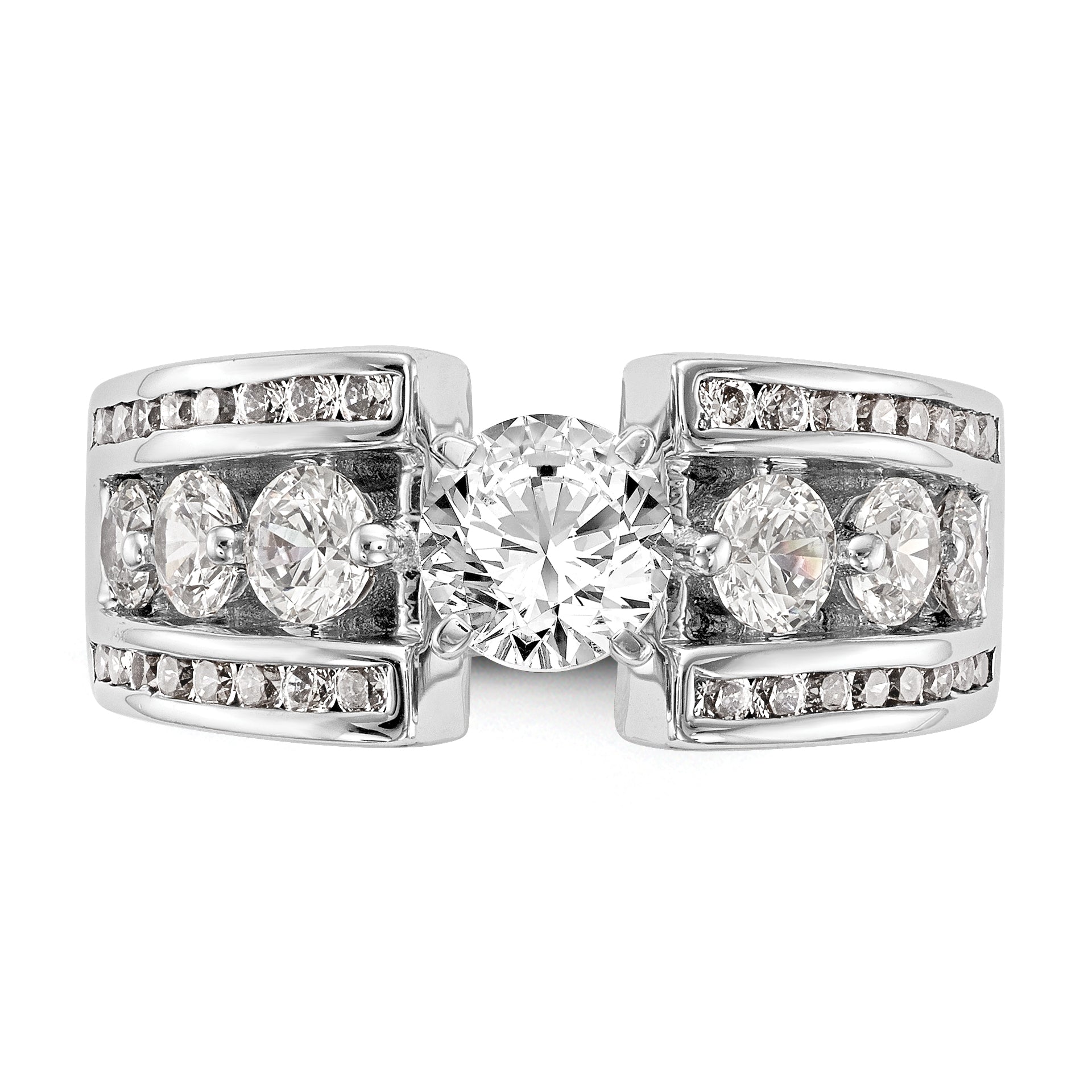 14K White Gold Peg Set 1.3 Carat Channel Diamond Semi Mount Engagement Ring