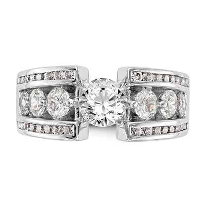 14K White Gold Peg Set 1.3 Carat Channel Diamond Semi Mount Engagement Ring
