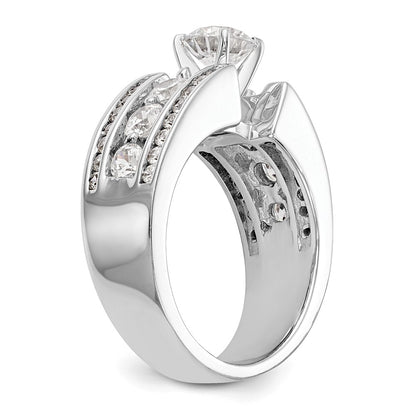 1.30ct. CZ Solid Real 14K White Gold Peg Set Engagement Ring