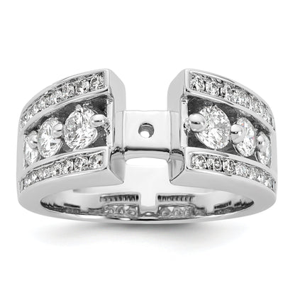 14K White Gold Peg Set 1.3 Carat Channel Diamond Semi Mount Engagement Ring
