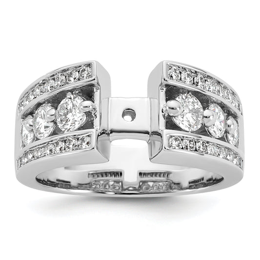 14K White Gold Peg Set 1.3 Carat Channel Diamond Semi Mount Engagement Ring