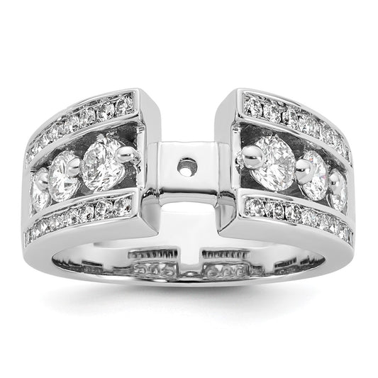 1.30ct. CZ Solid Real 14K White Gold Peg Set Engagement Ring