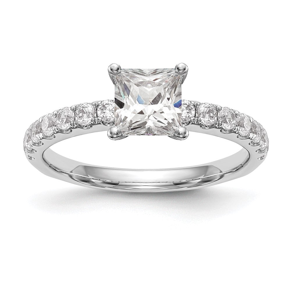 0.60ct. CZ Solid Real 14K White Gold Peg Set Engagement Ring