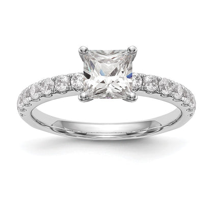 0.60ct. CZ Solid Real 14K White Gold Peg Set Engagement Ring