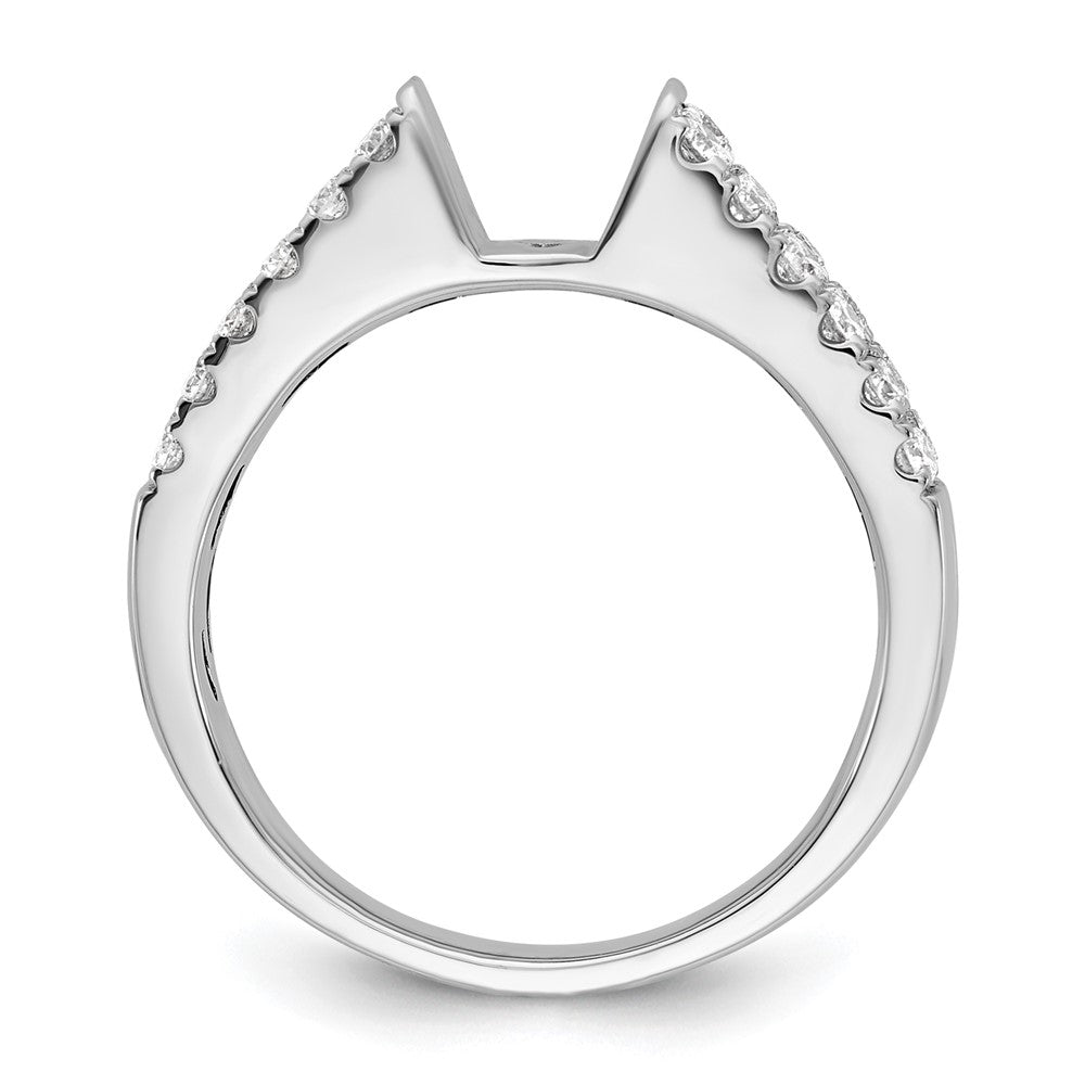 14K White Gold 2 Row Peg Set 5/8 Carat Diamond Semi Mount Engagement Ring