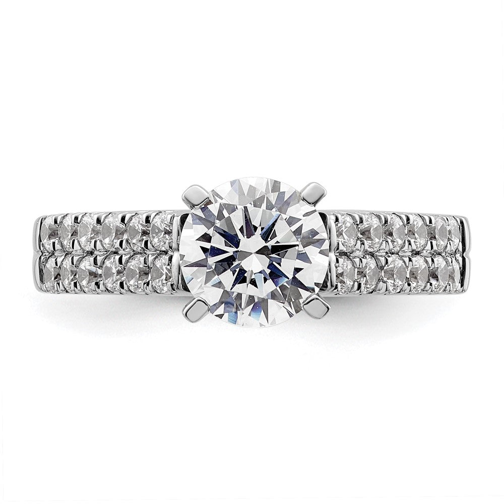 14K White Gold 2 Row Peg Set 5/8 Carat Diamond Semi Mount Engagement Ring