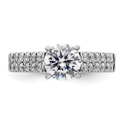 14K White Gold 2 Row Peg Set 5/8 Carat Diamond Semi Mount Engagement Ring