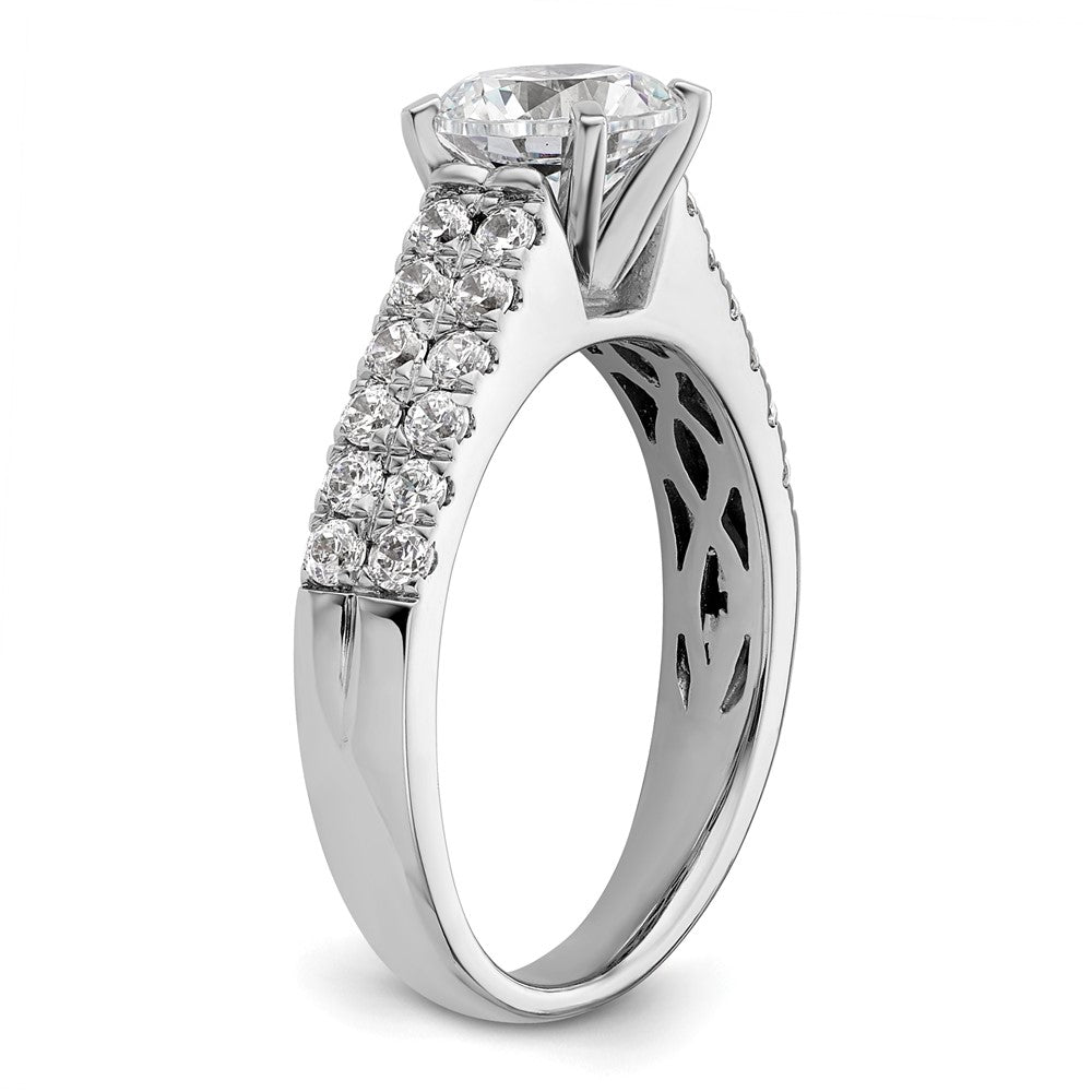 14K White Gold 2 Row Peg Set 5/8 Carat Diamond Semi Mount Engagement Ring