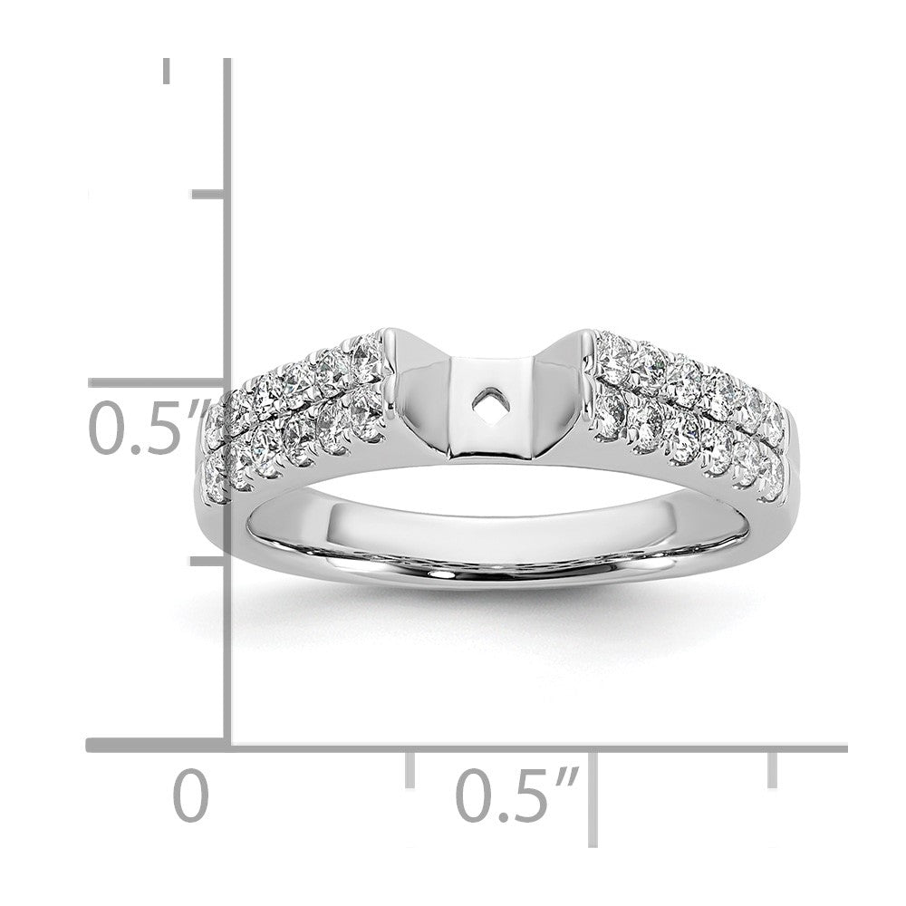 14K White Gold 2 Row Peg Set 5/8 Carat Diamond Semi Mount Engagement Ring