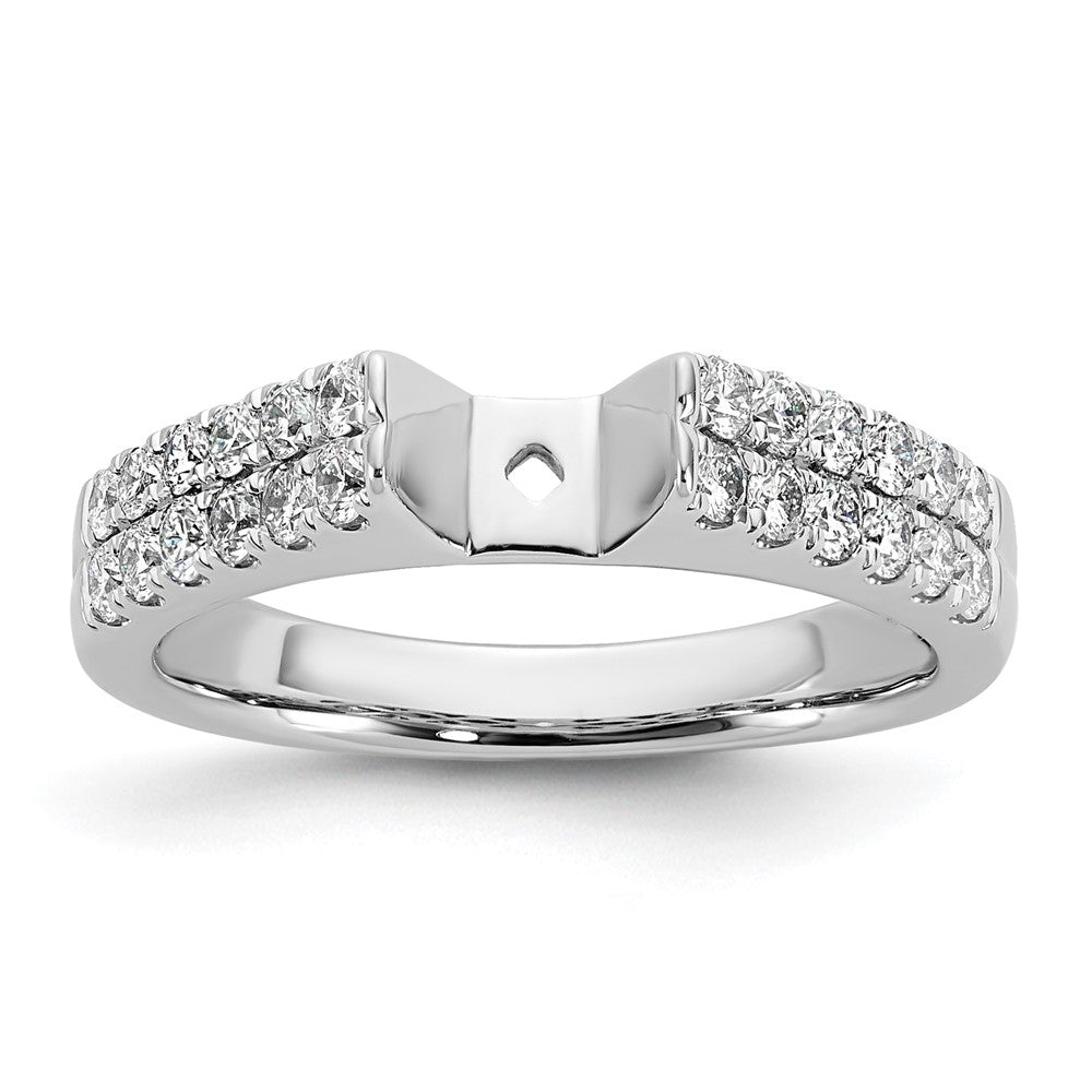 14K White Gold 2 Row Peg Set 5/8 Carat Diamond Semi Mount Engagement Ring