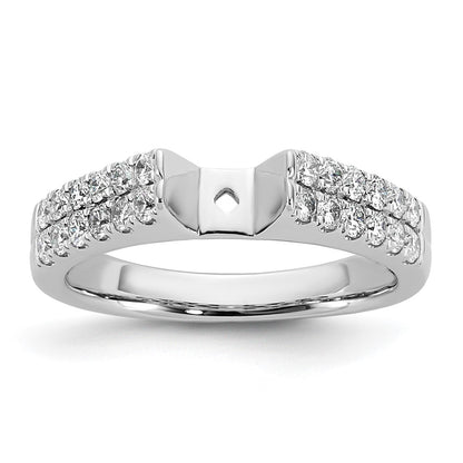 14K White Gold 2 Row Peg Set 5/8 Carat Diamond Semi Mount Engagement Ring