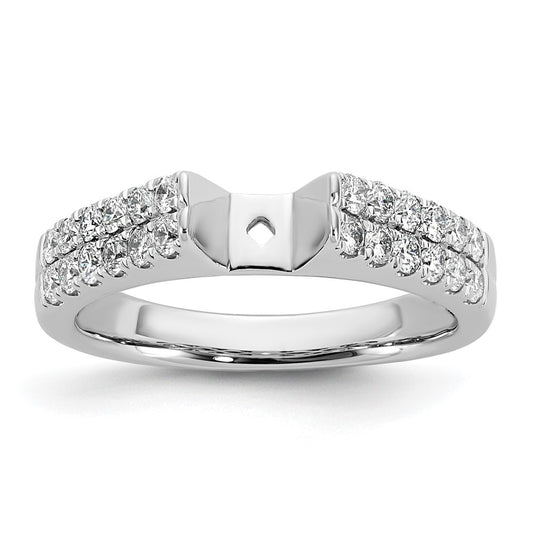 14K White Gold 2 Row Peg Set 5/8 Carat Diamond Semi Mount Engagement Ring