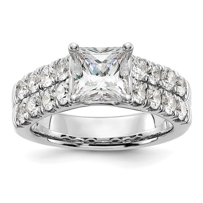 1.44ct. CZ Solid Real 14K White Gold Peg Set Engagement Ring