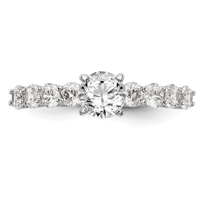14K White Gold Peg Set 3/4 Carat Diamond Semi Mount Engagement Ring