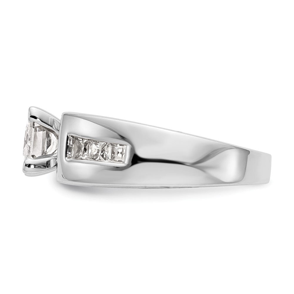 14K White Gold Peg Set 3/8 Carat Channel Princess Diamond Semi Mount Engagement Ring