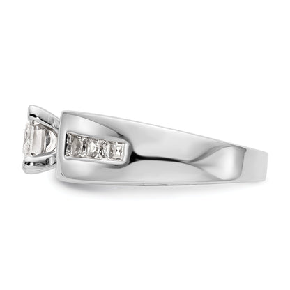 14K White Gold Peg Set 3/8 Carat Channel Princess Diamond Semi Mount Engagement Ring