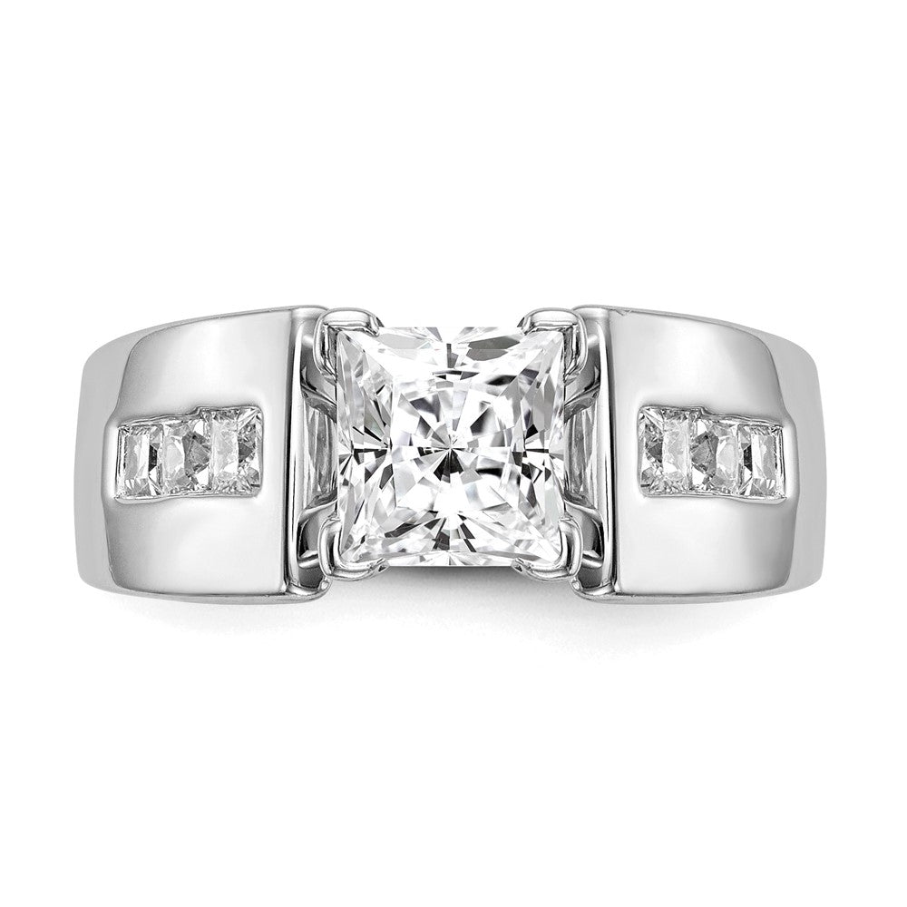 14K White Gold Peg Set 3/8 Carat Channel Princess Diamond Semi Mount Engagement Ring