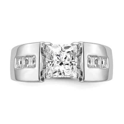 14K White Gold Peg Set 3/8 Carat Channel Princess Diamond Semi Mount Engagement Ring