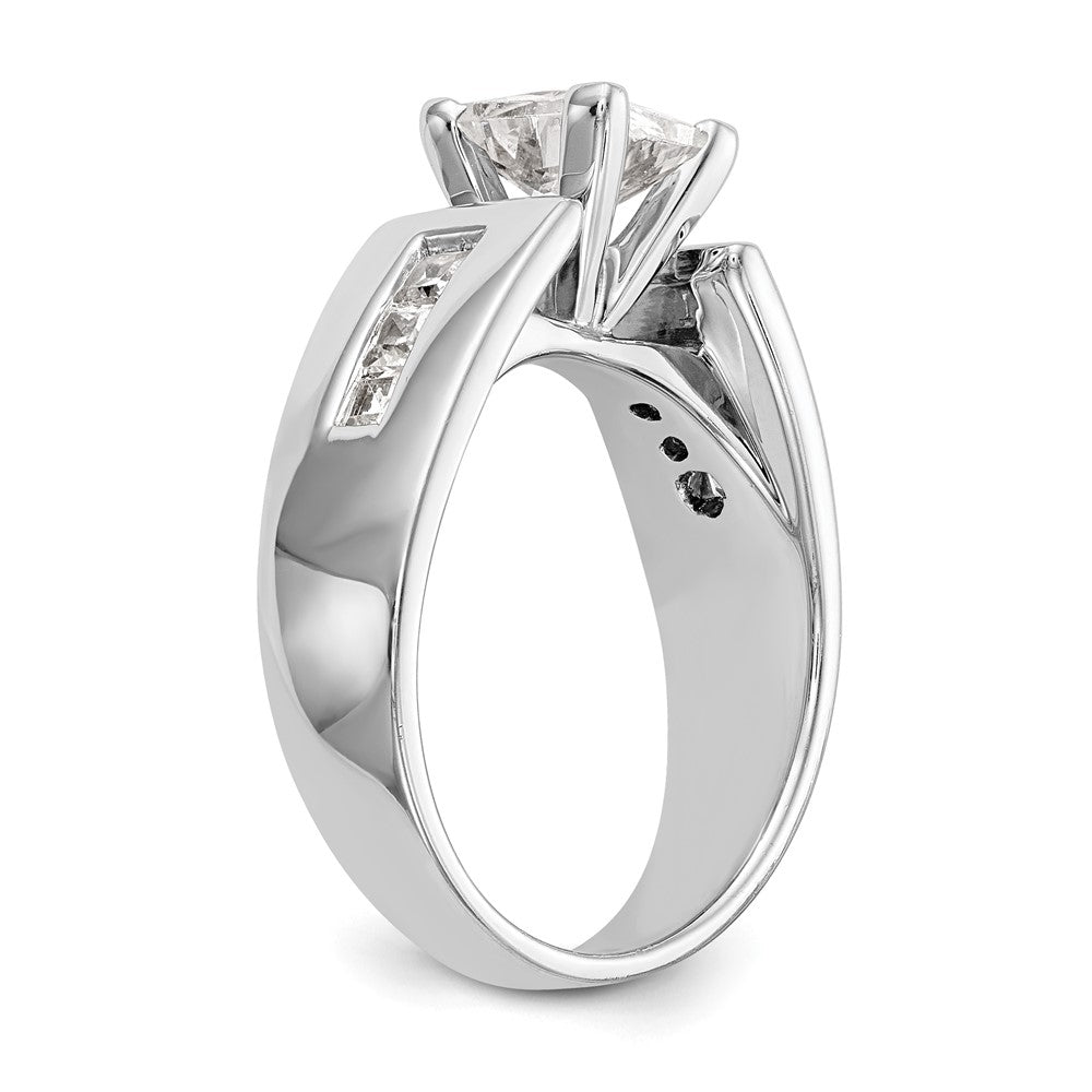 14K White Gold Peg Set 3/8 Carat Channel Princess Diamond Semi Mount Engagement Ring