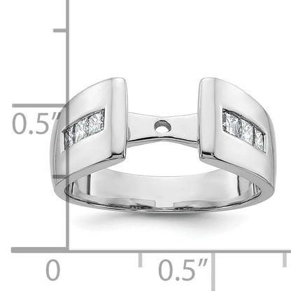 14K White Gold Peg Set 3/8 Carat Channel Princess Diamond Semi Mount Engagement Ring