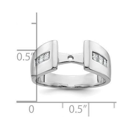 14K White Gold Peg Set 3/8 Carat Channel Princess Diamond Semi Mount Engagement Ring