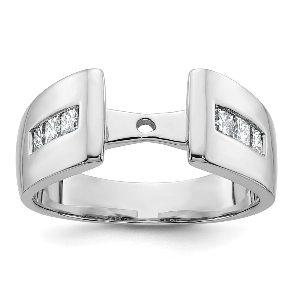 14K White Gold Peg Set 3/8 Carat Channel Princess Diamond Semi Mount Engagement Ring
