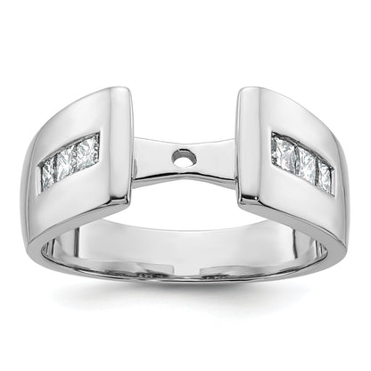 14K White Gold Peg Set 3/8 Carat Channel Princess Diamond Semi Mount Engagement Ring